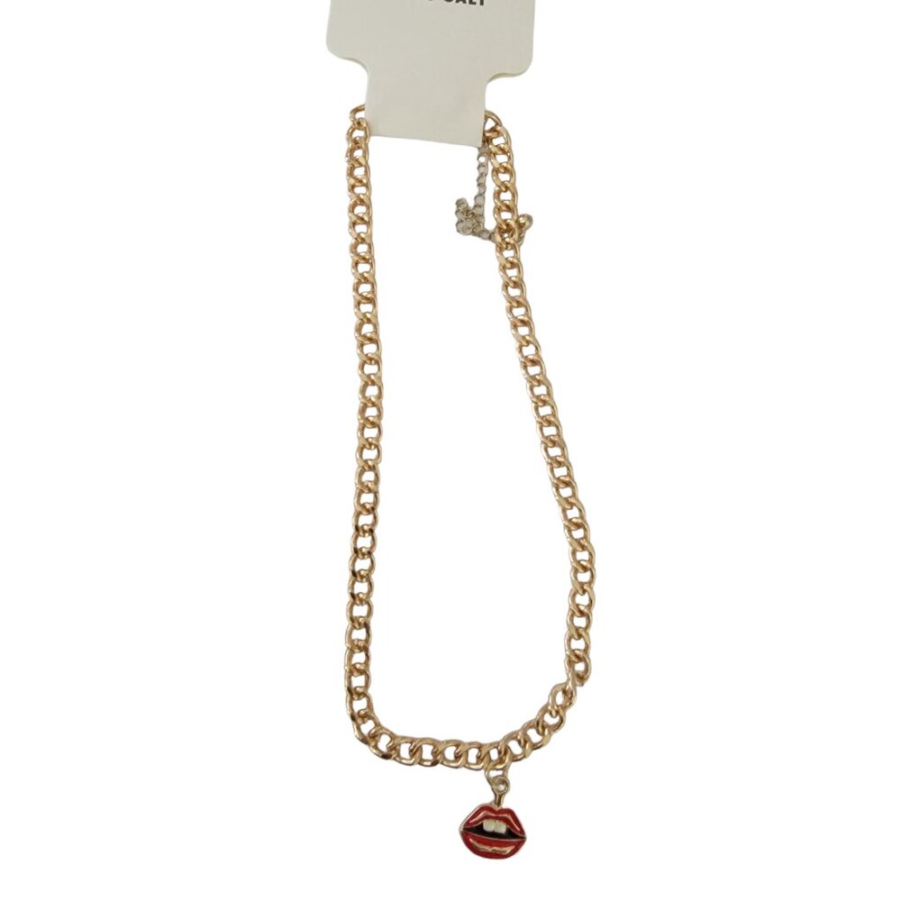 Attic Salt Gold Chain with Lips Parted Charm Pendant